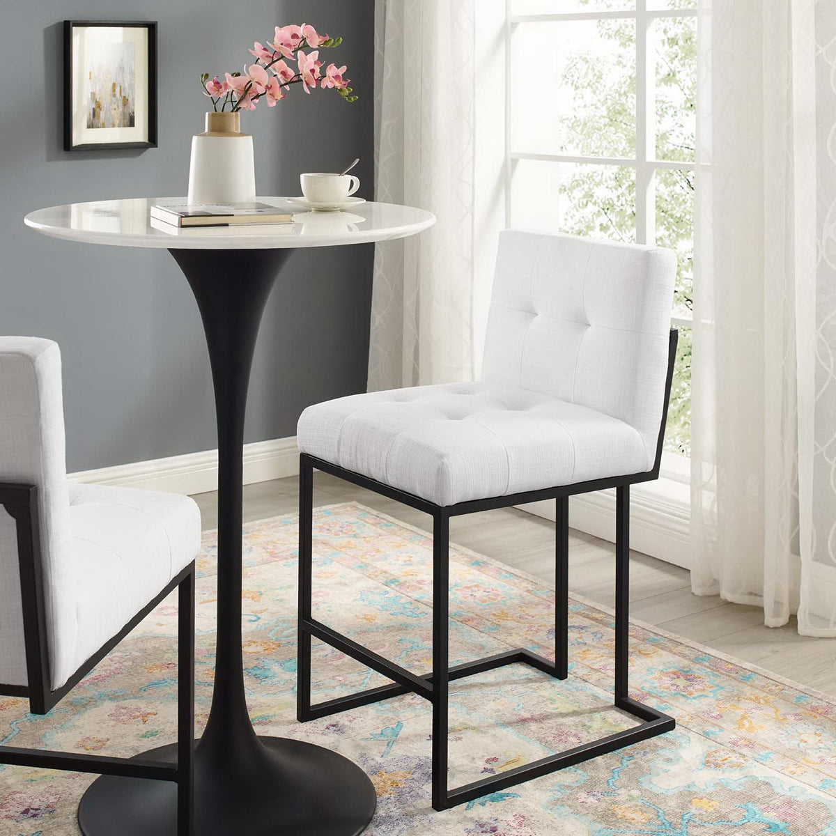 Privy Black Stainless Steel Upholstered Fabric Counter Stool by Modway, photo 15 of 16