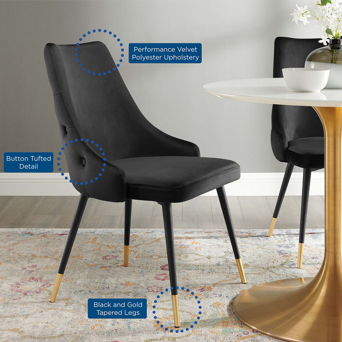 Adorn Tufted Performance Velvet Dining Side Chair by Modway, photo 2 of 8