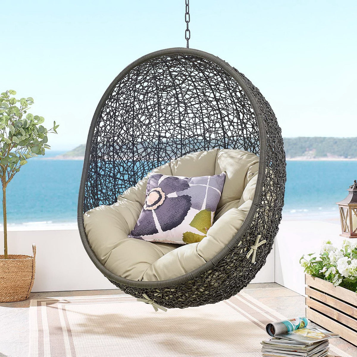 Hide Outdoor Patio Sunbrella® Swing Chair With Stand by Modway, photo 7 of 43