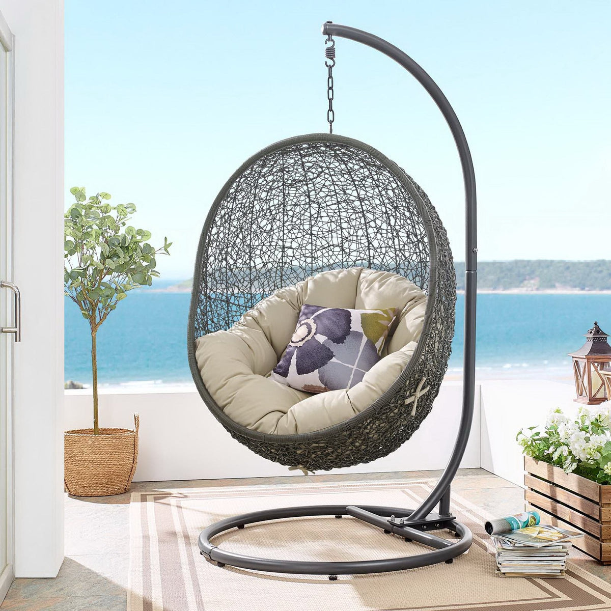 Hide Outdoor Patio Sunbrella® Swing Chair With Stand by Modway, photo 6 of 43