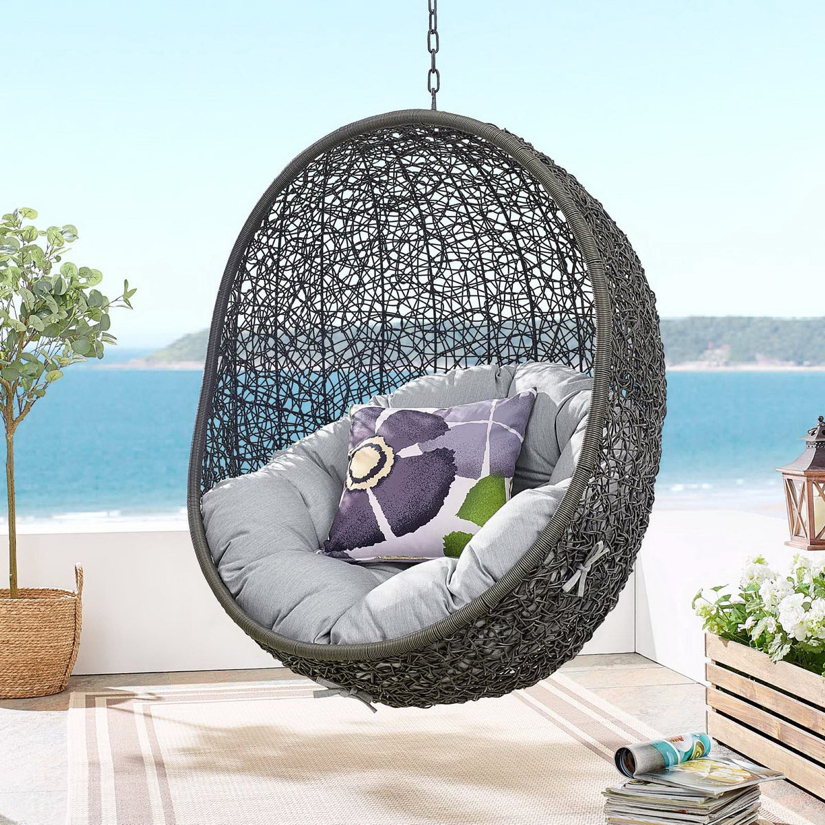 Hide Outdoor Patio Sunbrella® Swing Chair With Stand by Modway, photo 15 of 43