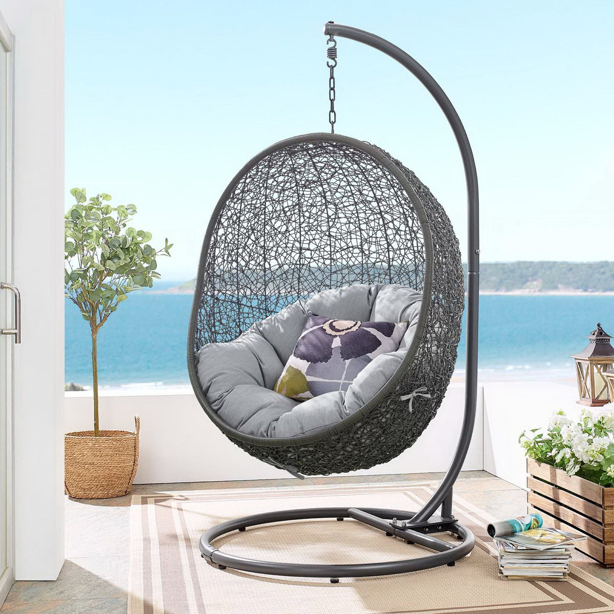 Hide Outdoor Patio Sunbrella® Swing Chair With Stand by Modway, photo 14 of 43