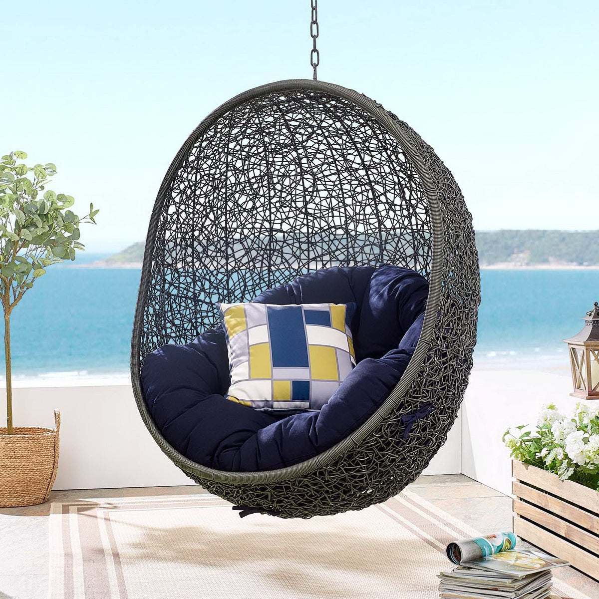 Hide Outdoor Patio Sunbrella® Swing Chair With Stand by Modway, photo 23 of 43