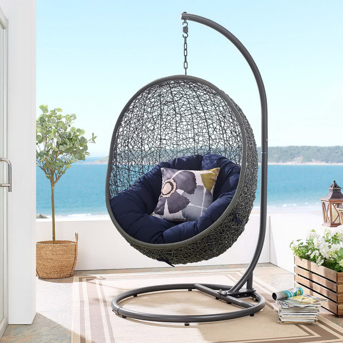 Hide Outdoor Patio Sunbrella® Swing Chair With Stand by Modway, photo 22 of 43