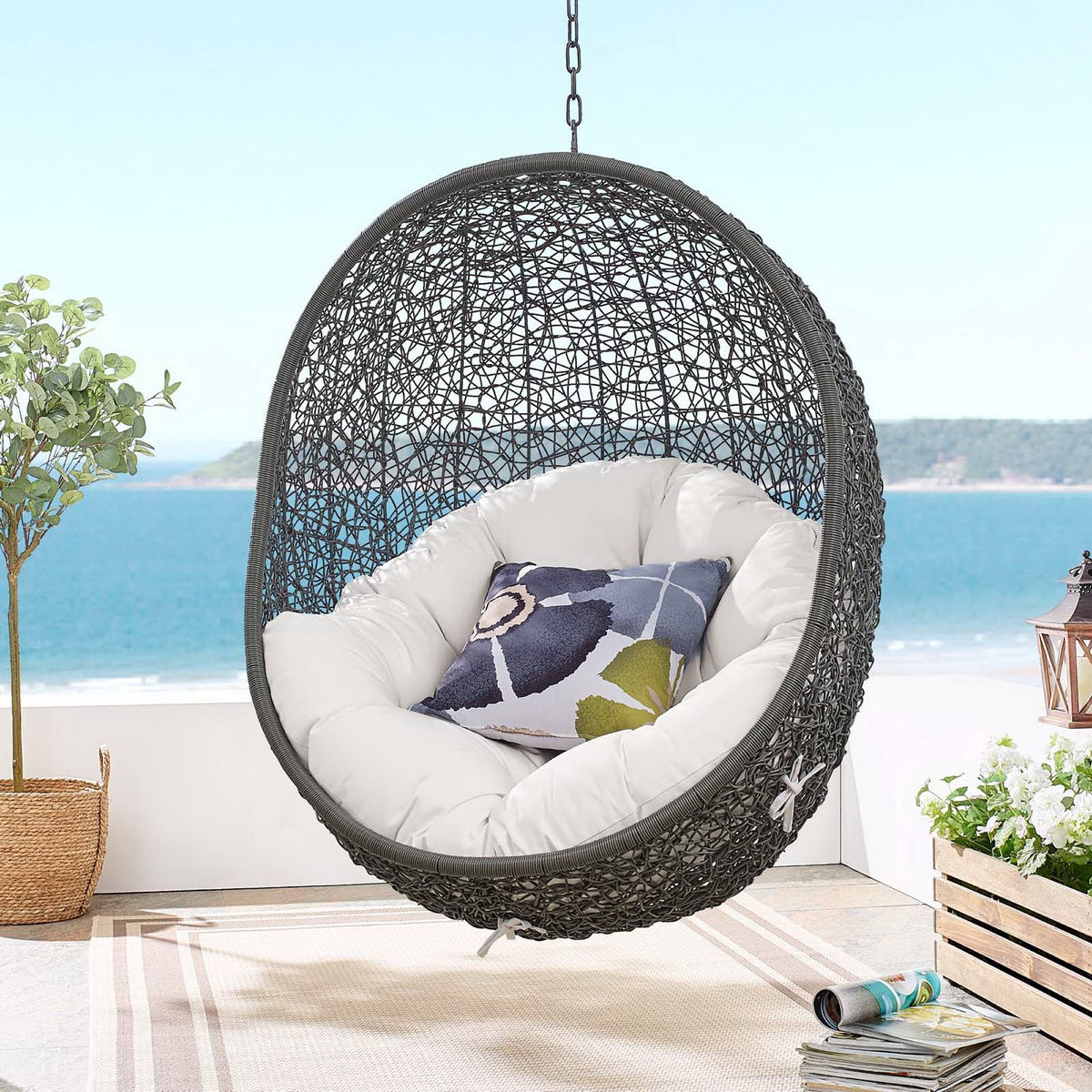 Hide Outdoor Patio Sunbrella® Swing Chair With Stand by Modway, photo 31 of 43