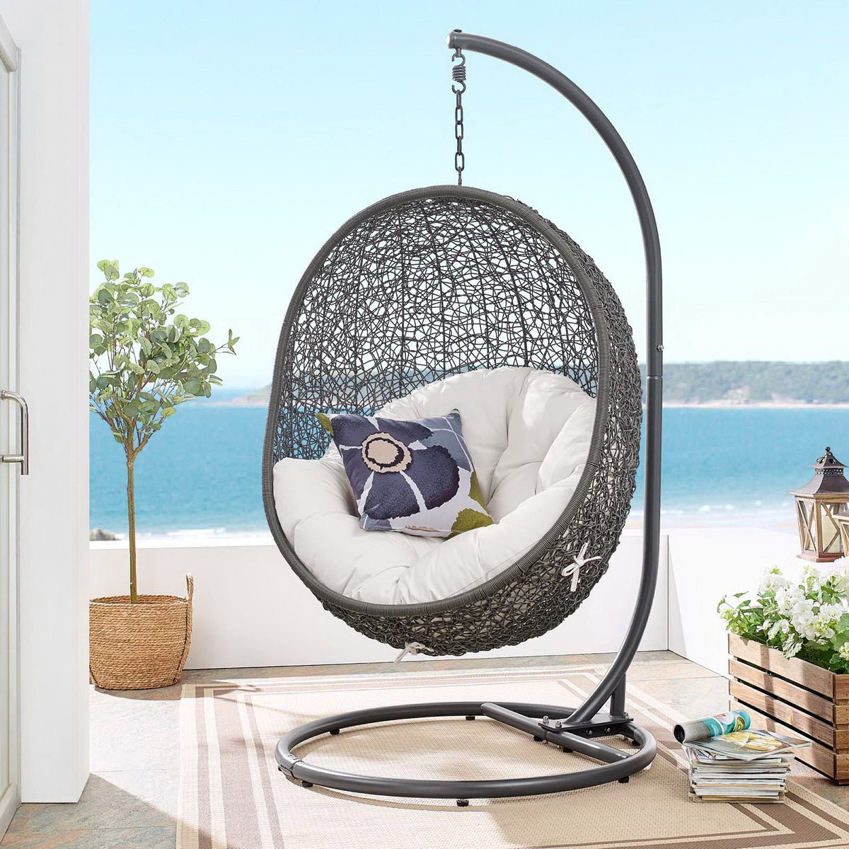 Hide Outdoor Patio Sunbrella® Swing Chair With Stand by Modway, photo 30 of 43