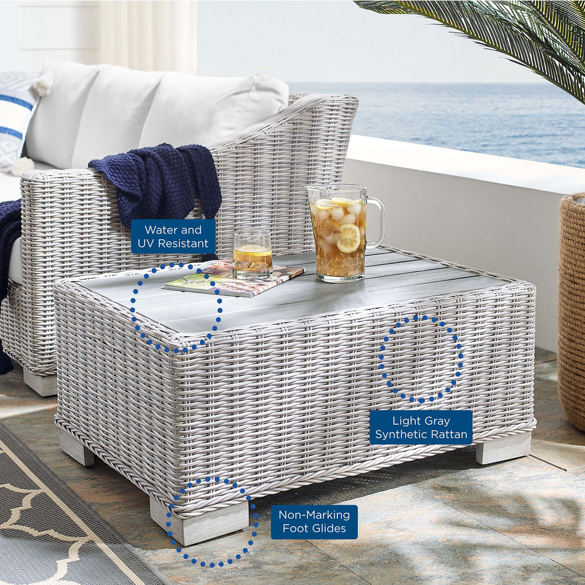 Conway Outdoor Patio Wicker Rattan Coffee Table by Modway, photo 2 of 14