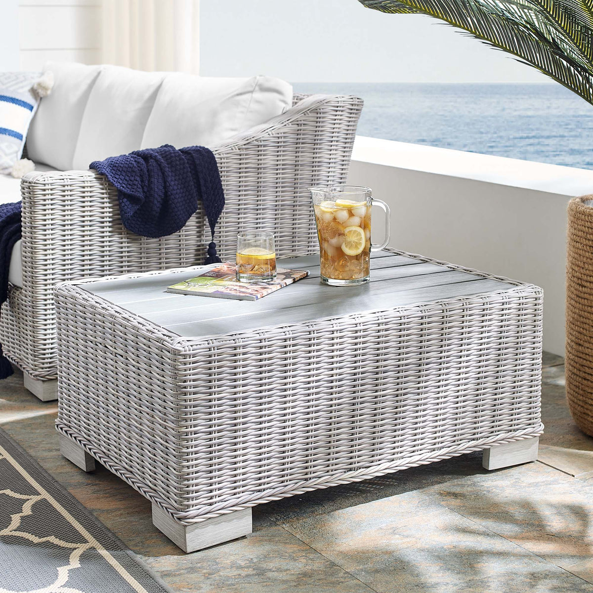 Conway Outdoor Patio Wicker Rattan Coffee Table by Modway, photo 7 of 14