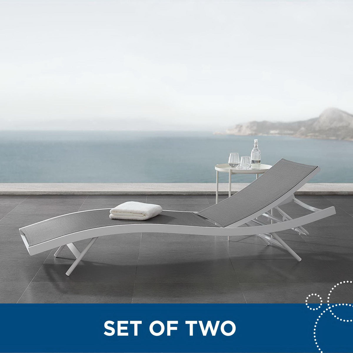 Glimpse Outdoor Patio Mesh Chaise Lounge Set of 2 by Modway, photo 5 of 18