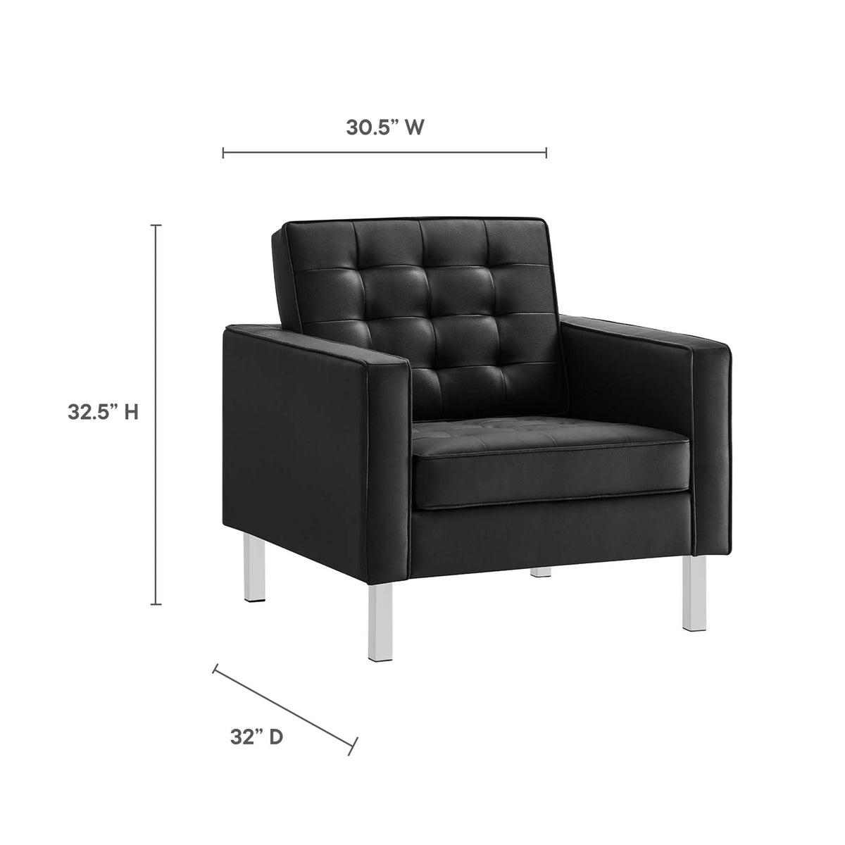 Loft Tufted Vegan Leather Armchairs Set of 2 by Modway, photo 2 of 32