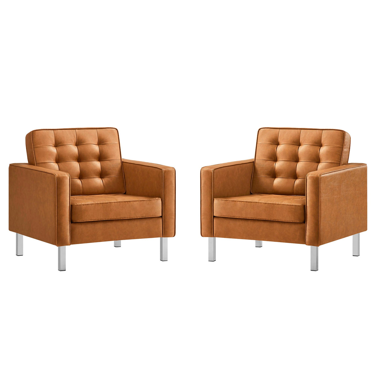Loft Tufted Vegan Leather Armchairs Set of 2 by Modway, photo 17 of 32