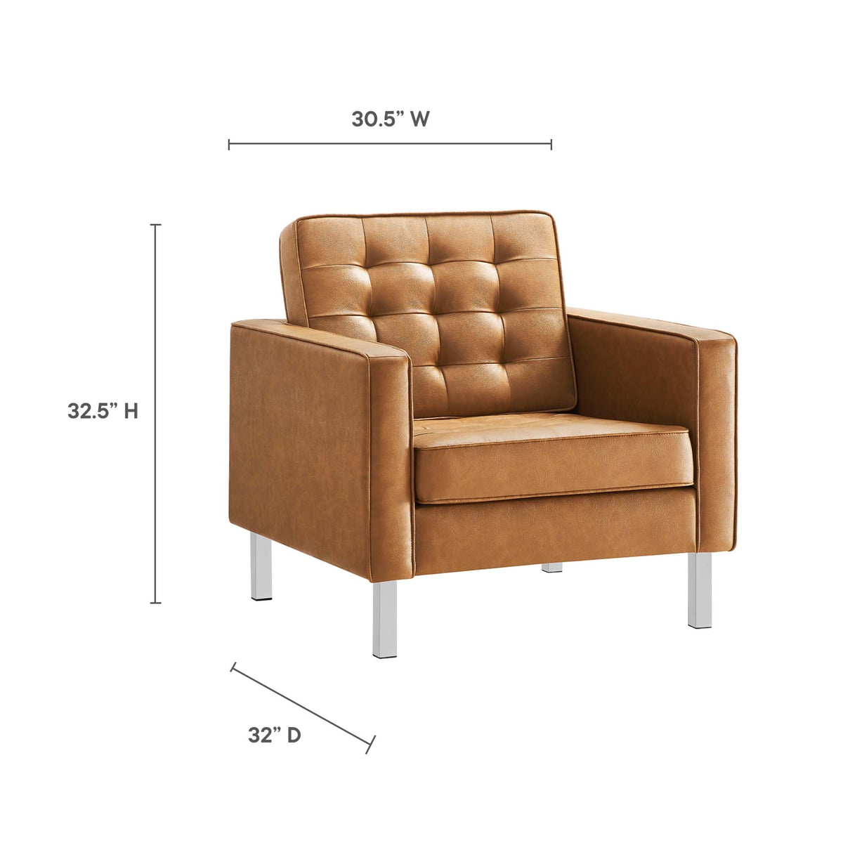 Loft Tufted Vegan Leather Armchairs Set of 2 by Modway, photo 19 of 32