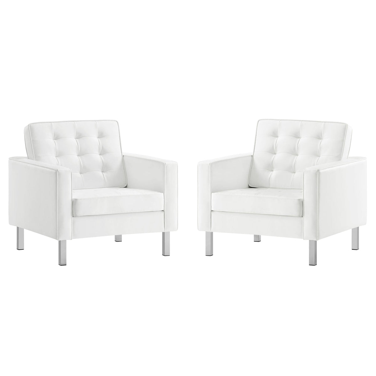 Loft Tufted Vegan Leather Armchairs Set of 2 by Modway, photo 25 of 32