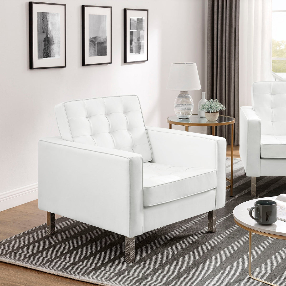 Loft Tufted Vegan Leather Armchairs Set of 2 by Modway, photo 32 of 32