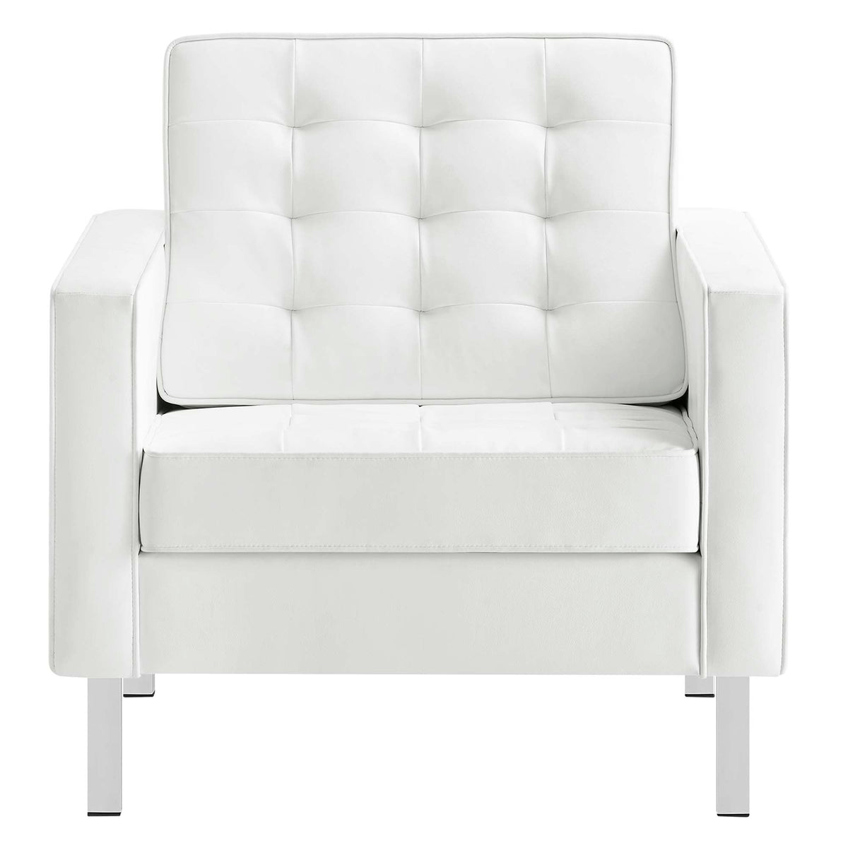 Loft Tufted Vegan Leather Armchairs Set of 2 by Modway, photo 29 of 32