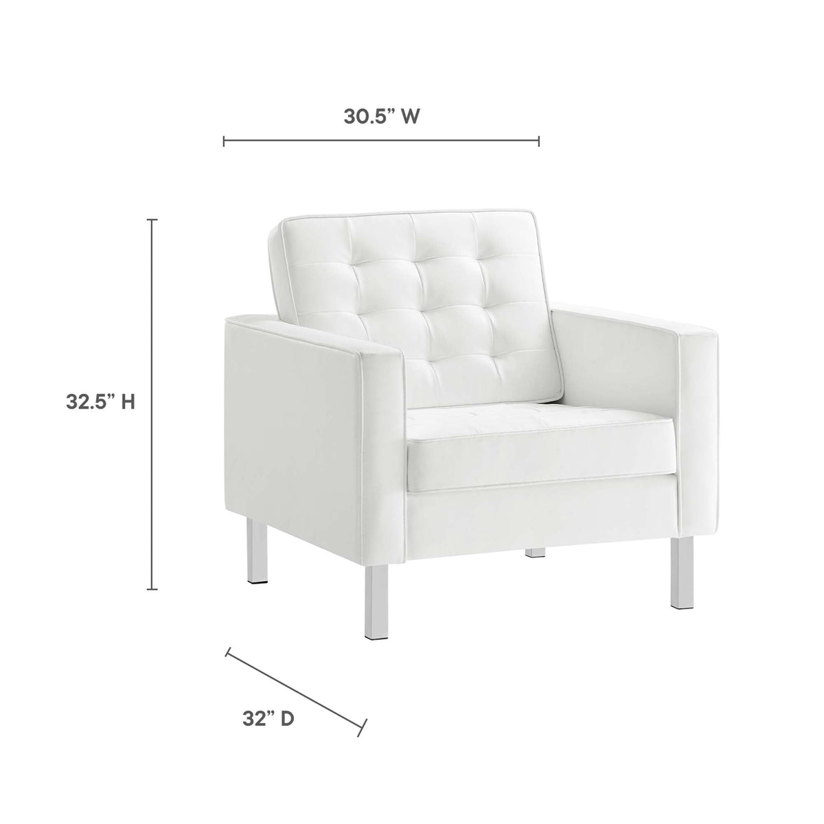 Loft Tufted Vegan Leather Armchairs Set of 2 by Modway, photo 26 of 32