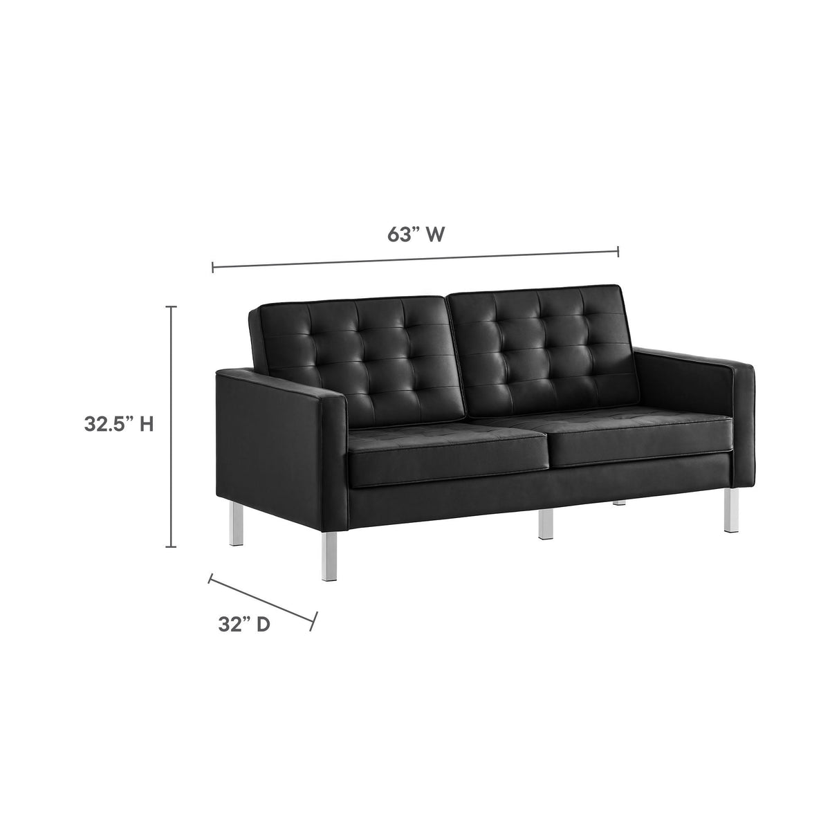 Loft 3 Piece Tufted Upholstered Faux Leather Set by Modway, photo 3 of 41