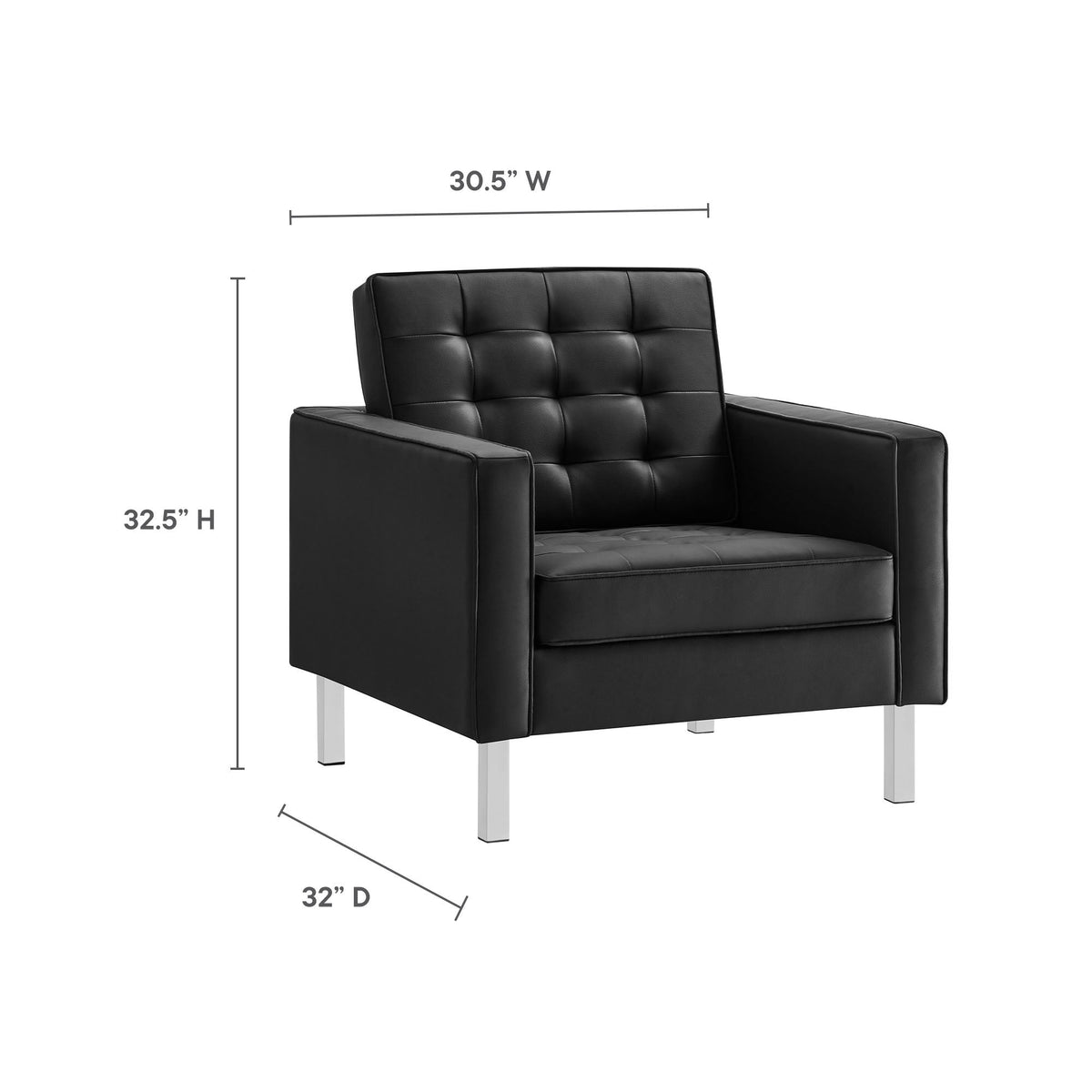 Loft 3 Piece Tufted Upholstered Faux Leather Set by Modway, photo 4 of 41