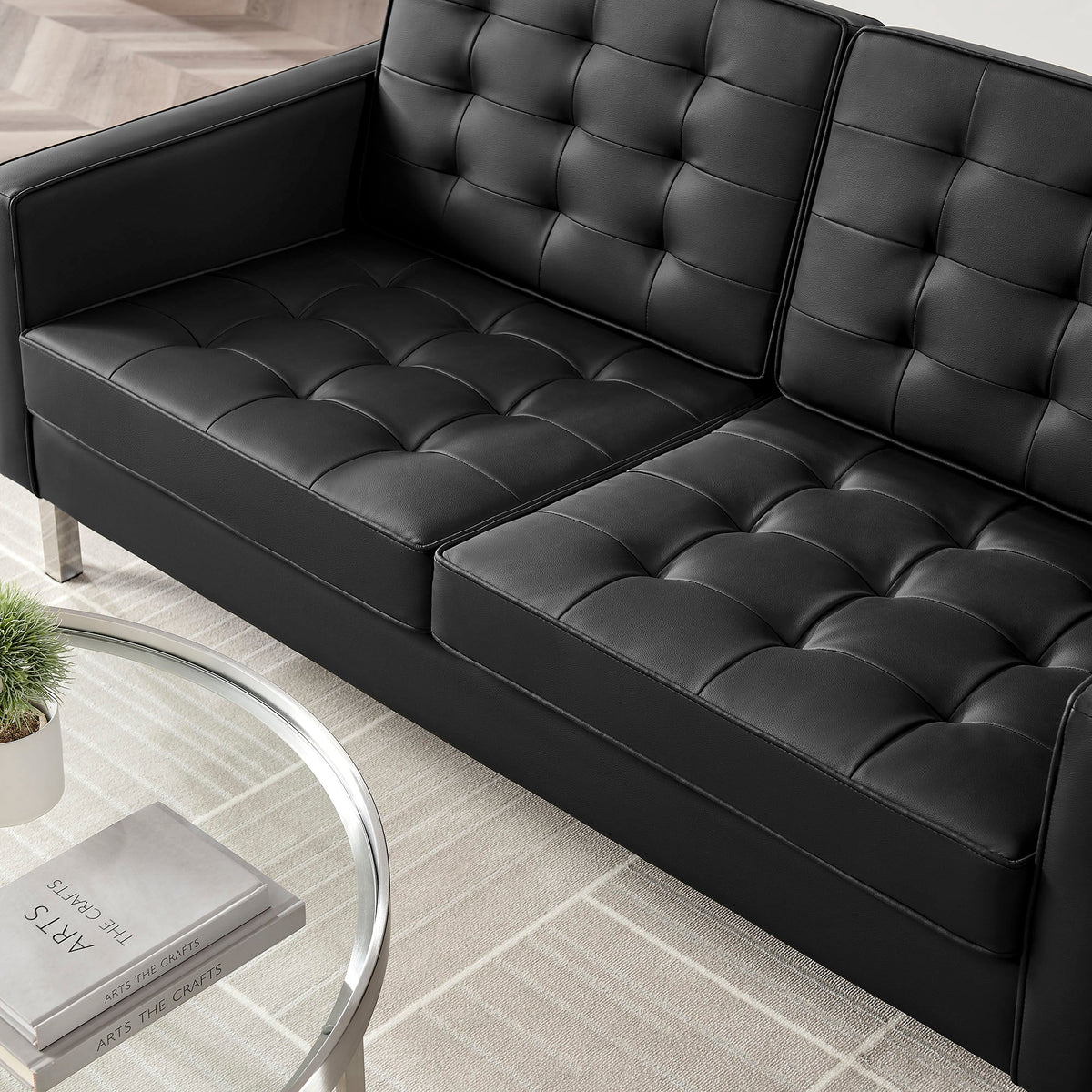Loft 3 Piece Tufted Upholstered Faux Leather Set by Modway, photo 12 of 41