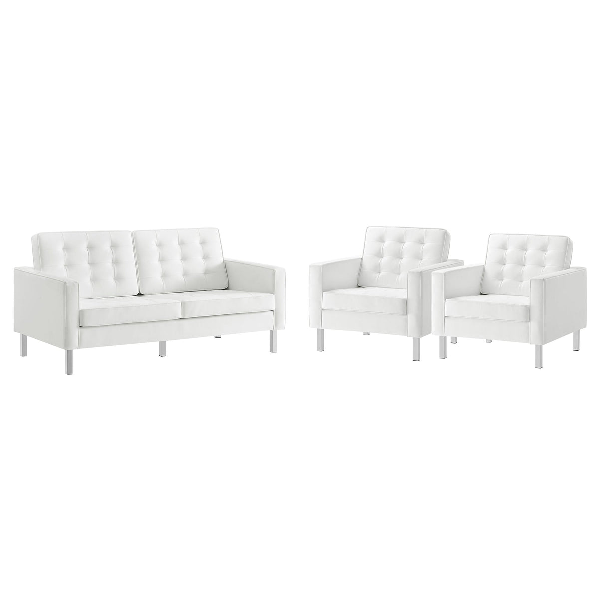 Loft 3 Piece Tufted Upholstered Faux Leather Set by Modway, photo 14 of 41