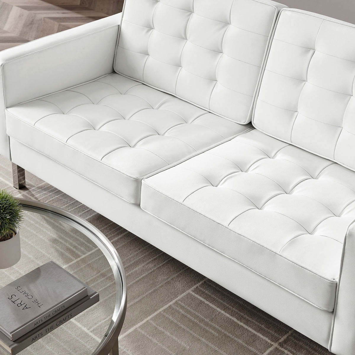 Loft 3 Piece Tufted Upholstered Faux Leather Set by Modway, photo 25 of 41