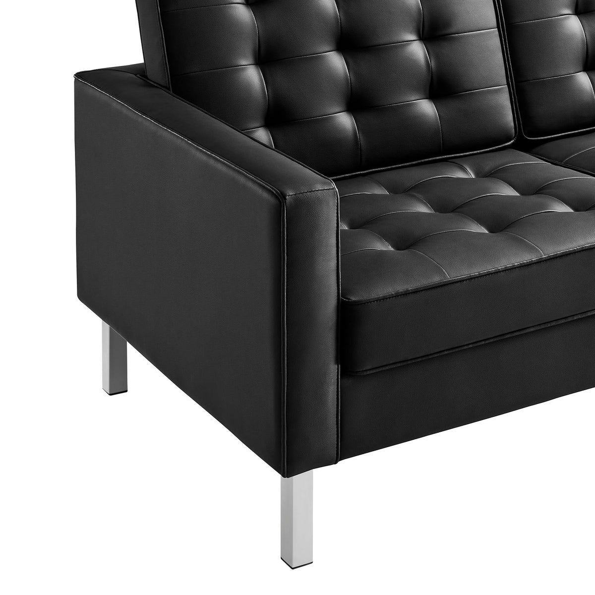 Loft Tufted Upholstered Faux Leather Sofa and Armchair Set by Modway, photo 9 of 40