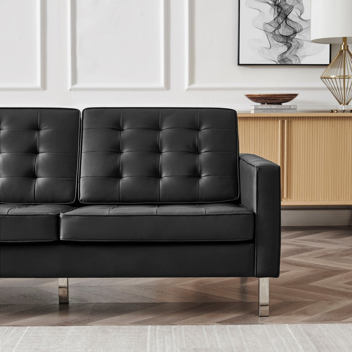 Loft Tufted Upholstered Faux Leather Sofa and Armchair Set by Modway, photo 12 of 40