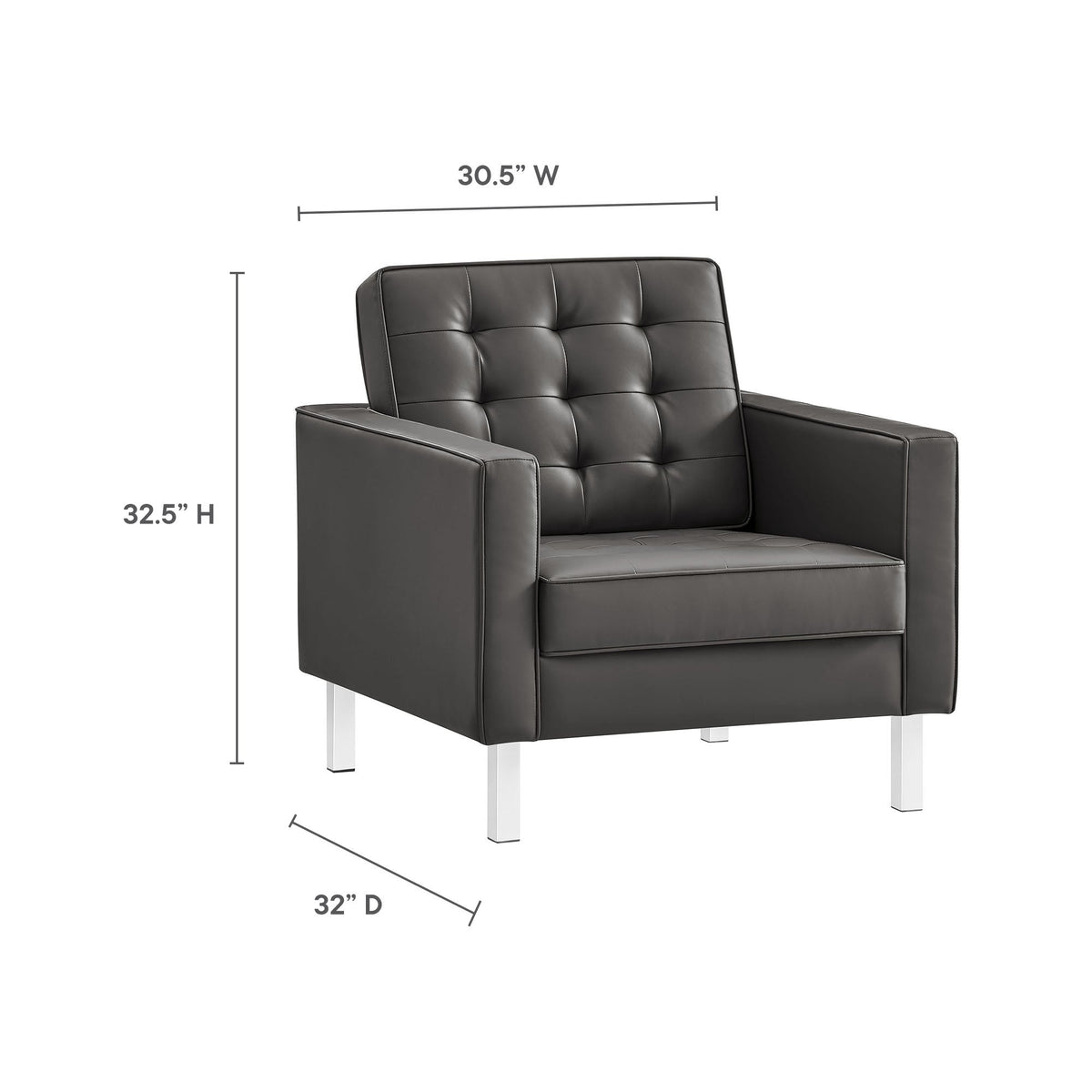 Loft Tufted Upholstered Faux Leather Sofa and Armchair Set by Modway, photo 17 of 40