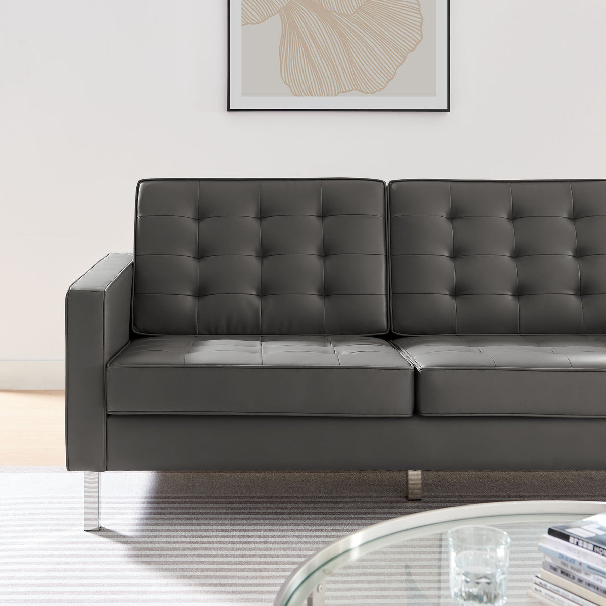 Loft Tufted Upholstered Faux Leather Sofa and Armchair Set by Modway, photo 25 of 40