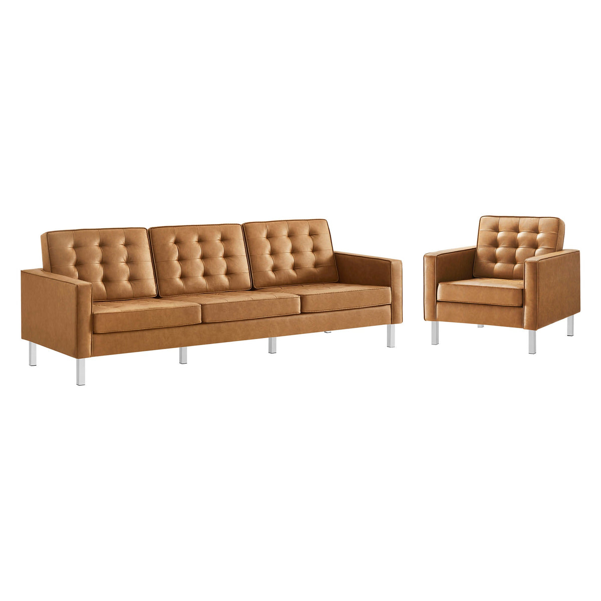 Loft Tufted Upholstered Faux Leather Sofa and Armchair Set by Modway, photo 27 of 40