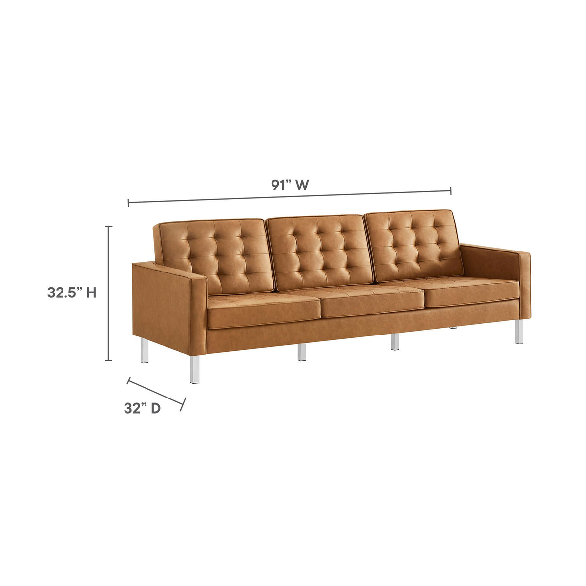 Loft Tufted Upholstered Faux Leather Sofa and Armchair Set by Modway, photo 29 of 40