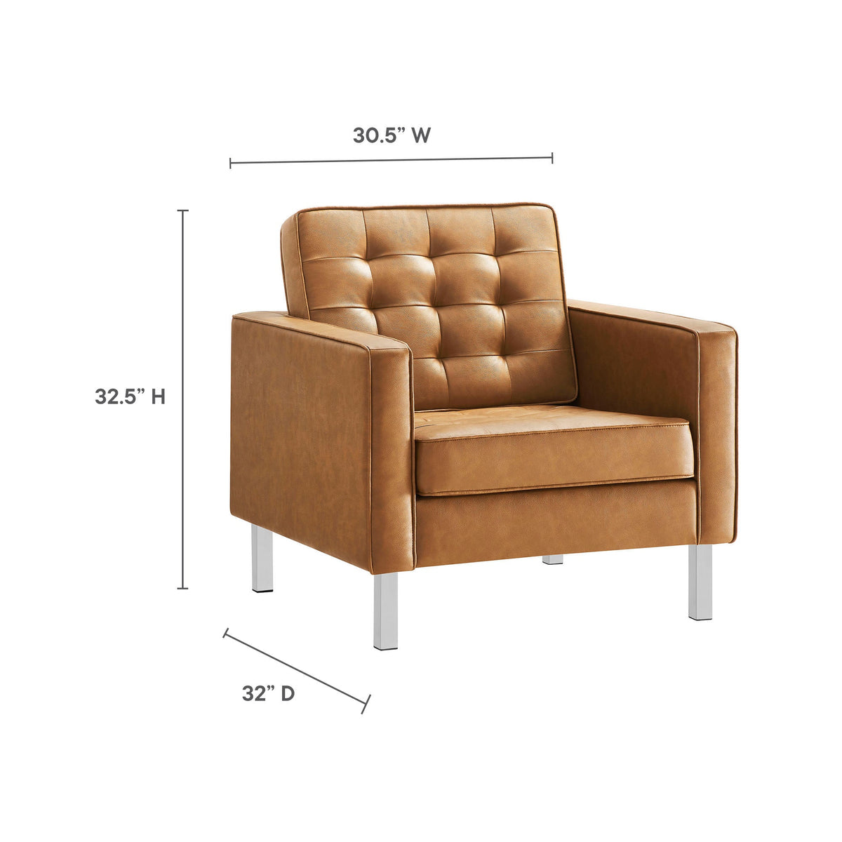 Loft Tufted Upholstered Faux Leather Sofa and Armchair Set by Modway, photo 30 of 40
