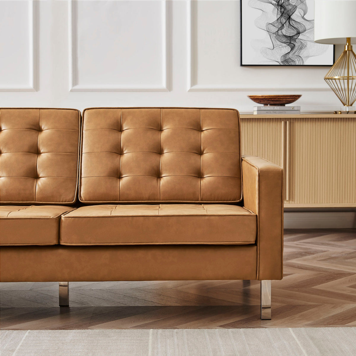 Loft Tufted Upholstered Faux Leather Sofa and Armchair Set by Modway, photo 38 of 40