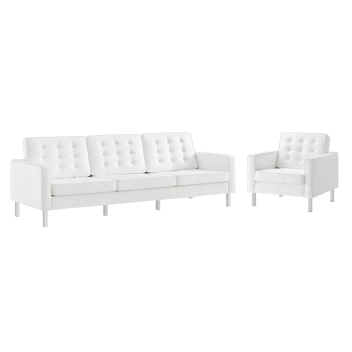 Loft Tufted Upholstered Faux Leather Sofa and Armchair Set by Modway, photo 40 of 40