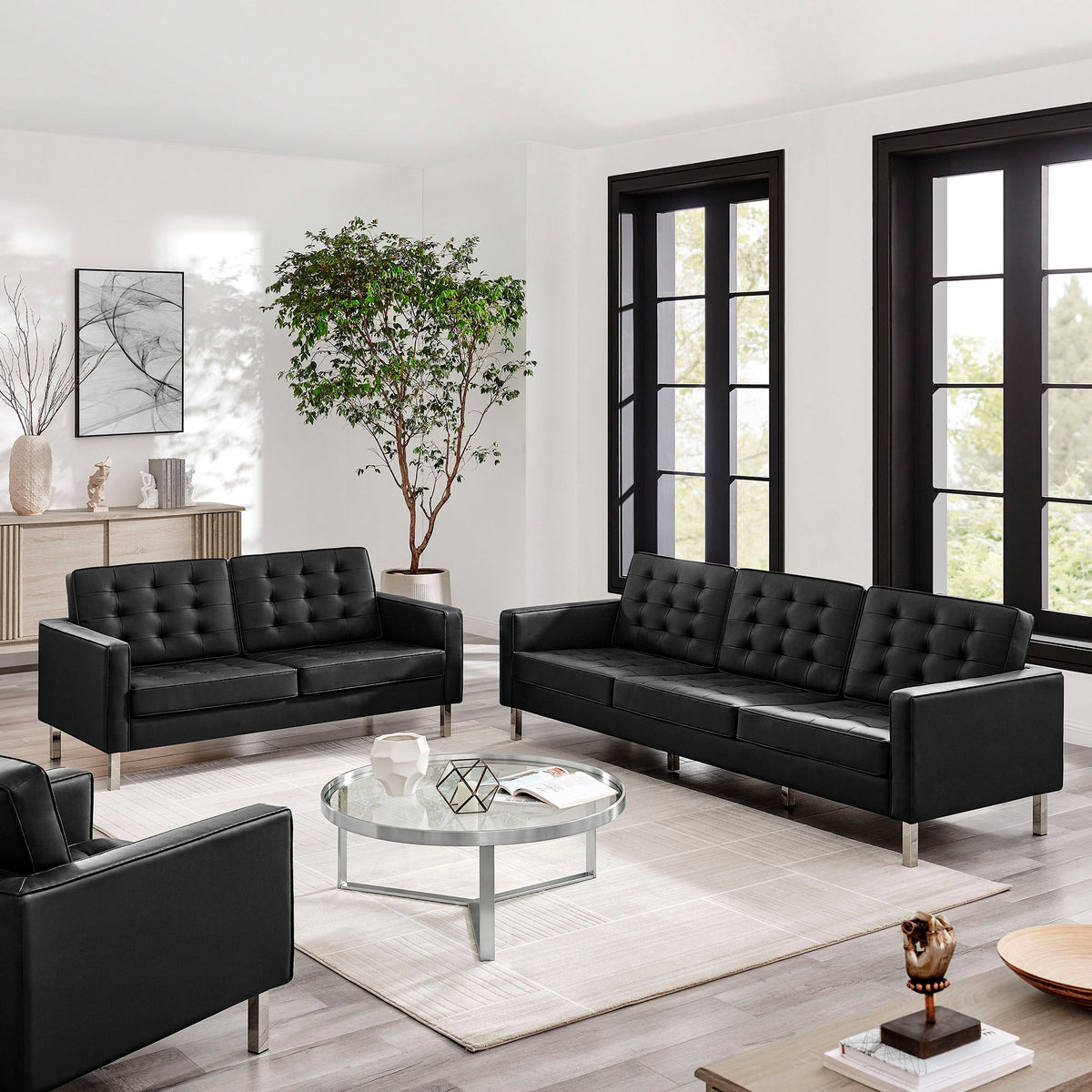 Loft 2-Piece Tufted Vegan Leather Furniture Set by Modway, photo 9 of 21