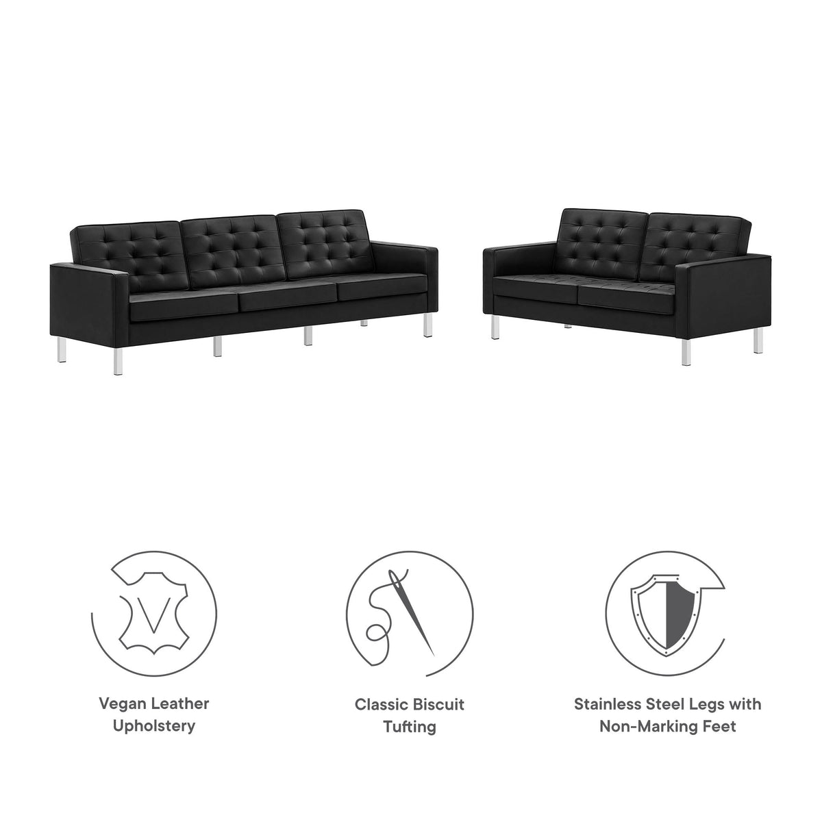 Loft 2-Piece Tufted Vegan Leather Furniture Set by Modway, photo 2 of 21