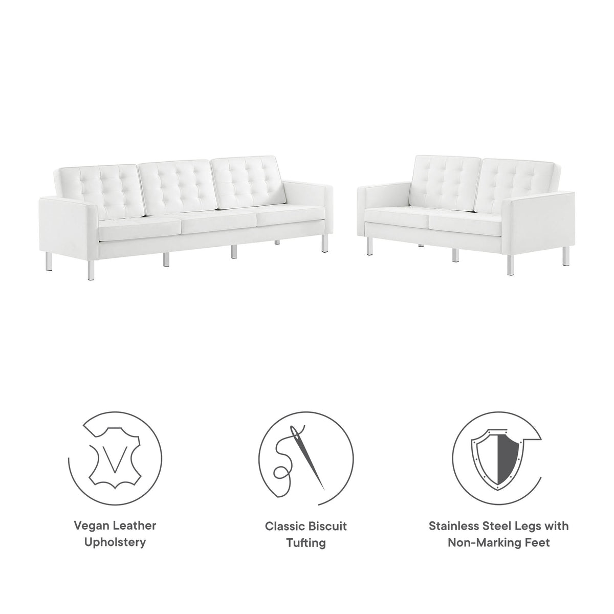 Loft 2-Piece Tufted Vegan Leather Furniture Set by Modway, photo 12 of 21