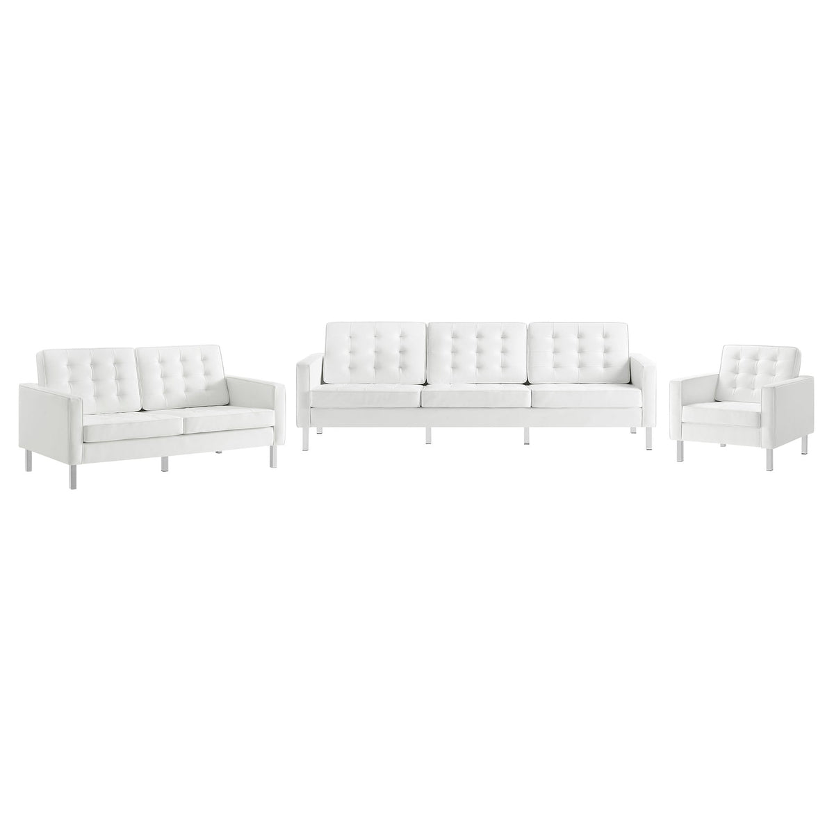 Loft 3 Piece Tufted Upholstered Faux Leather Set by Modway, photo 41 of 41