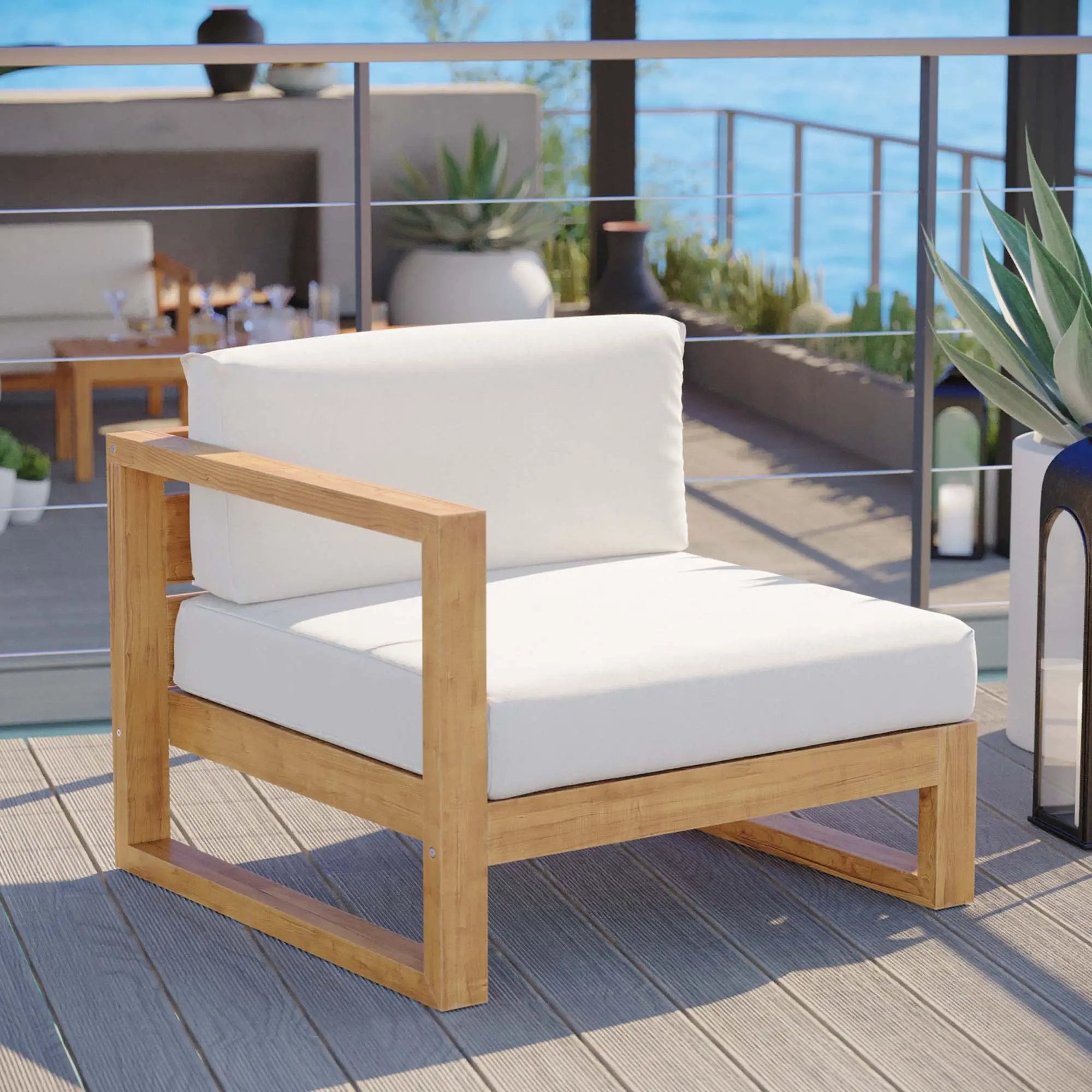 Upland Outdoor Patio Teak Wood Left-Arm Chair by Modway by HouseOfZazla