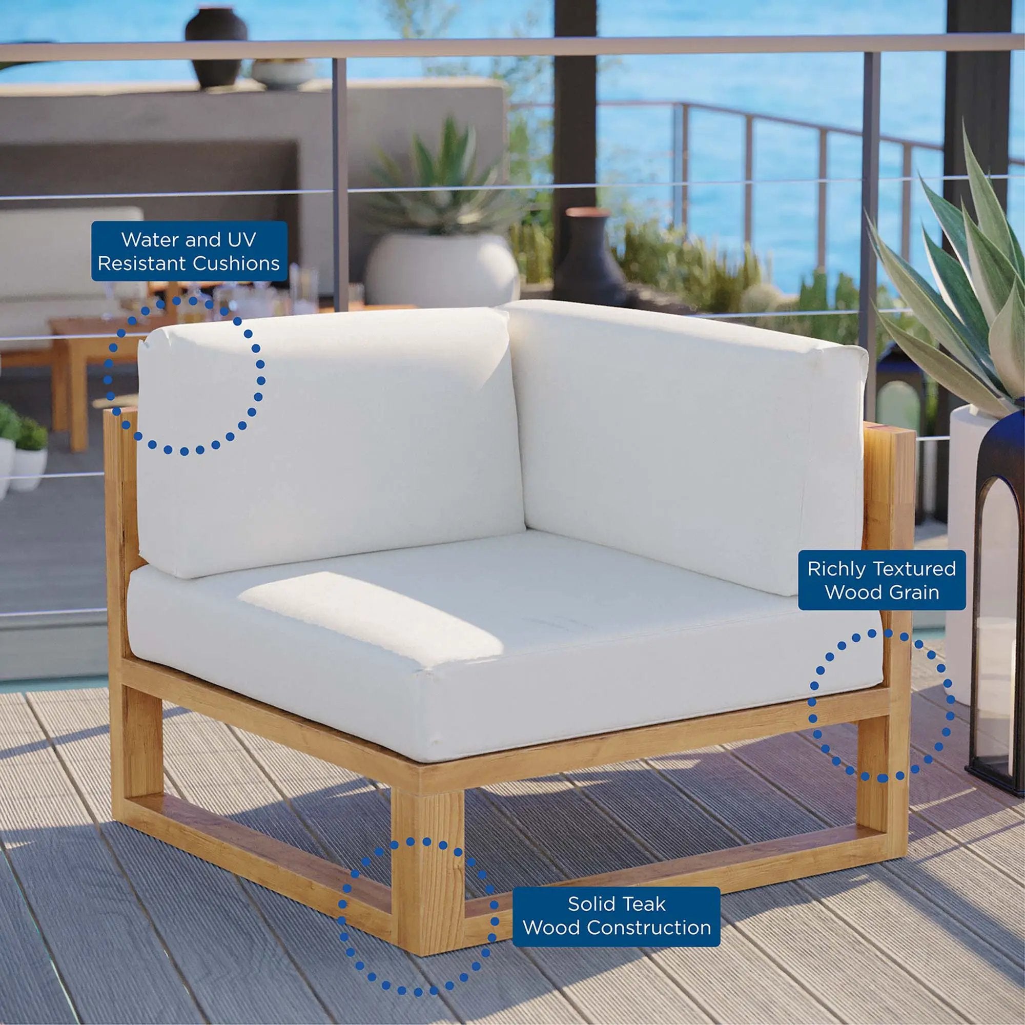 Upland Outdoor Patio Teak Wood Corner Chair by Modway by HouseOfZazla
