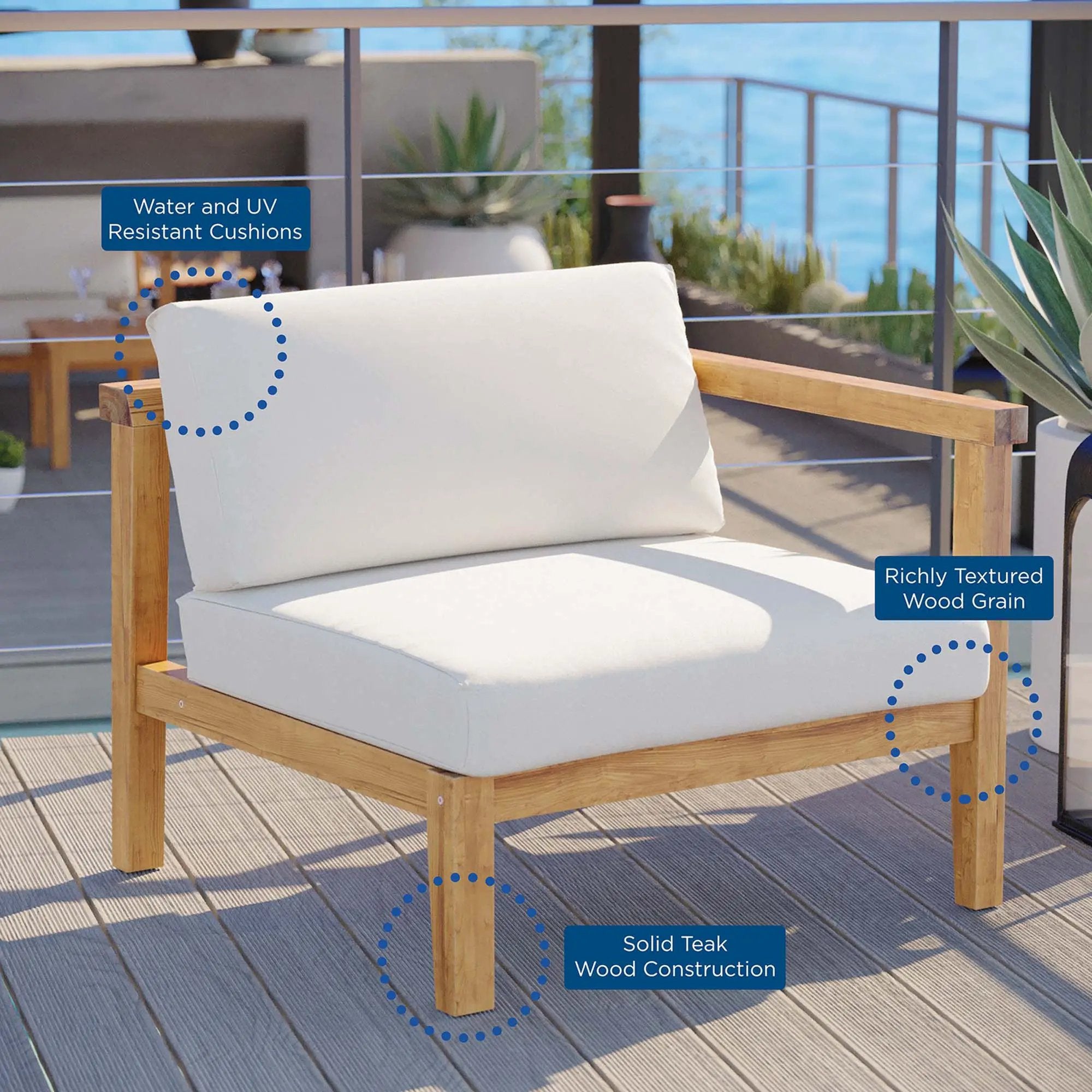 Bayport Outdoor Patio Teak Wood Right-Arm Chair by Modway by HouseOfZazla