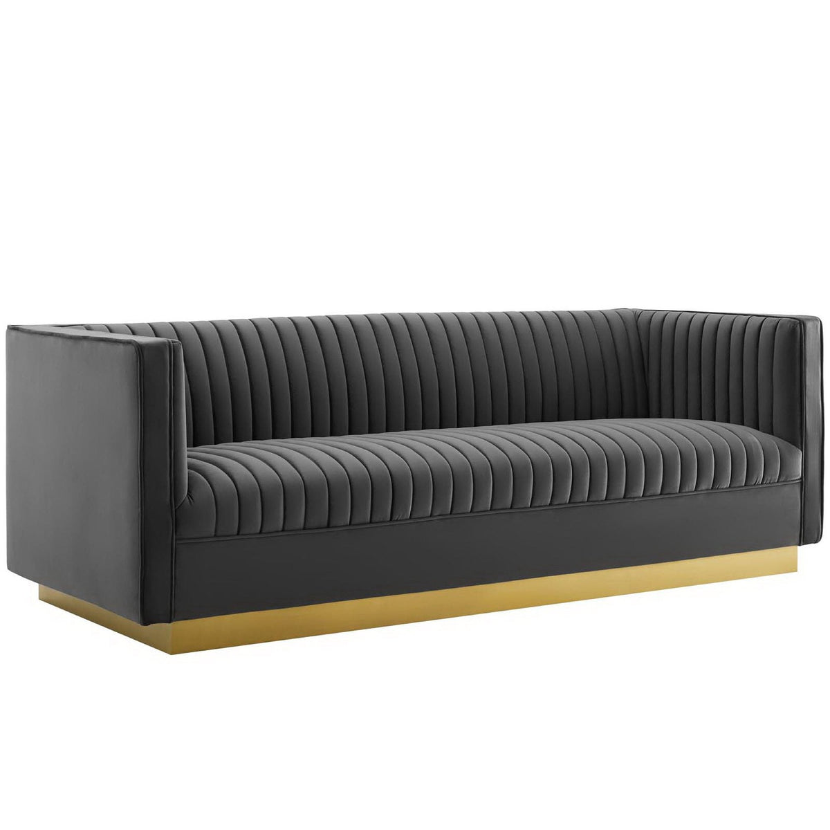 Sanguine 3 Piece Vertical Channel Tufted Upholstered Performance Velvet Set by Modway, photo 2 of 6
