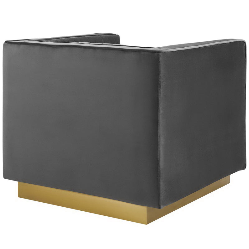 Sanguine 3 Piece Vertical Channel Tufted Upholstered Performance Velvet Set by Modway, photo 5 of 6