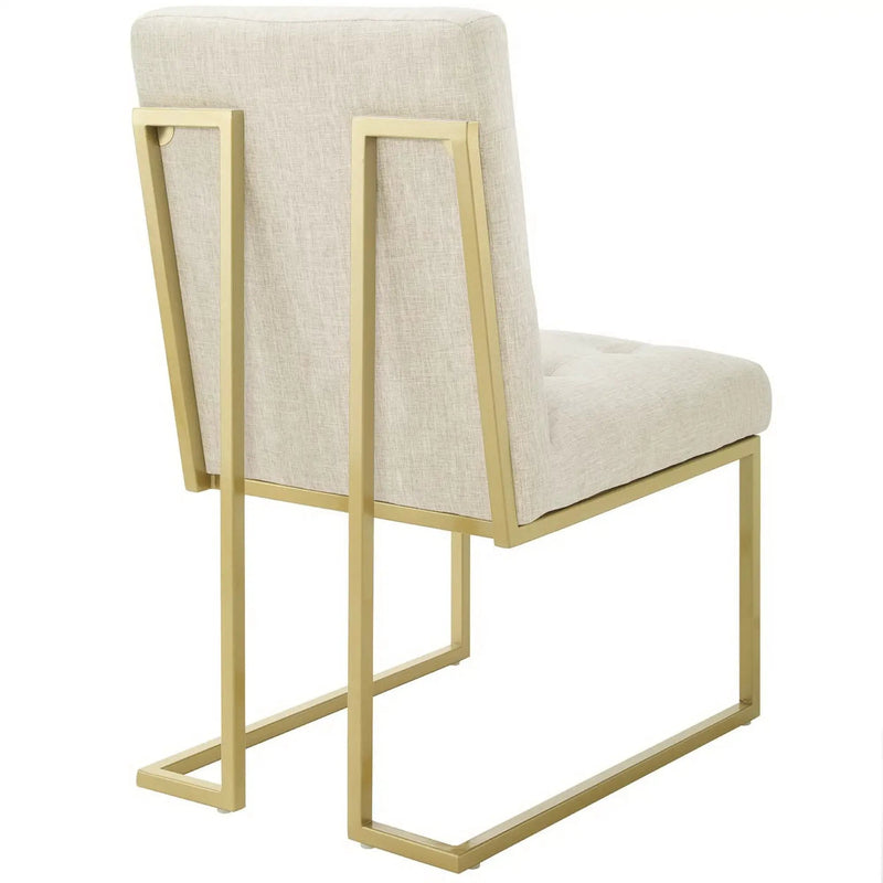 Privy Gold Stainless Steel Upholstered Fabric Dining Accent Chair Set of 2 by Modway by HouseOfZazla