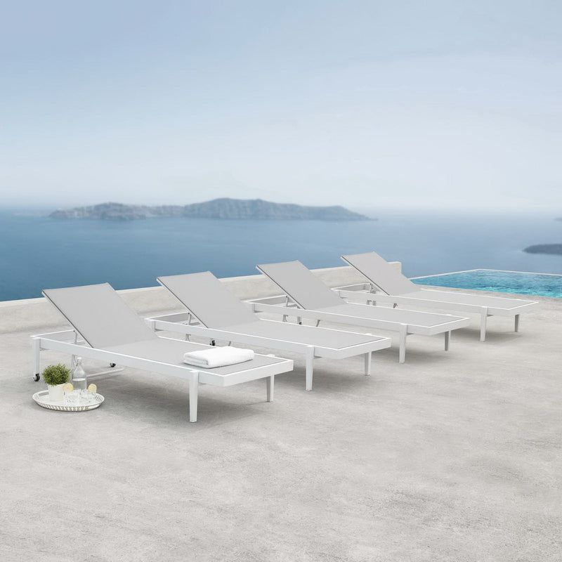Charleston Outdoor Patio Aluminum Chaise Lounge Chair Set of 4 by Modway, photo 4 of 4