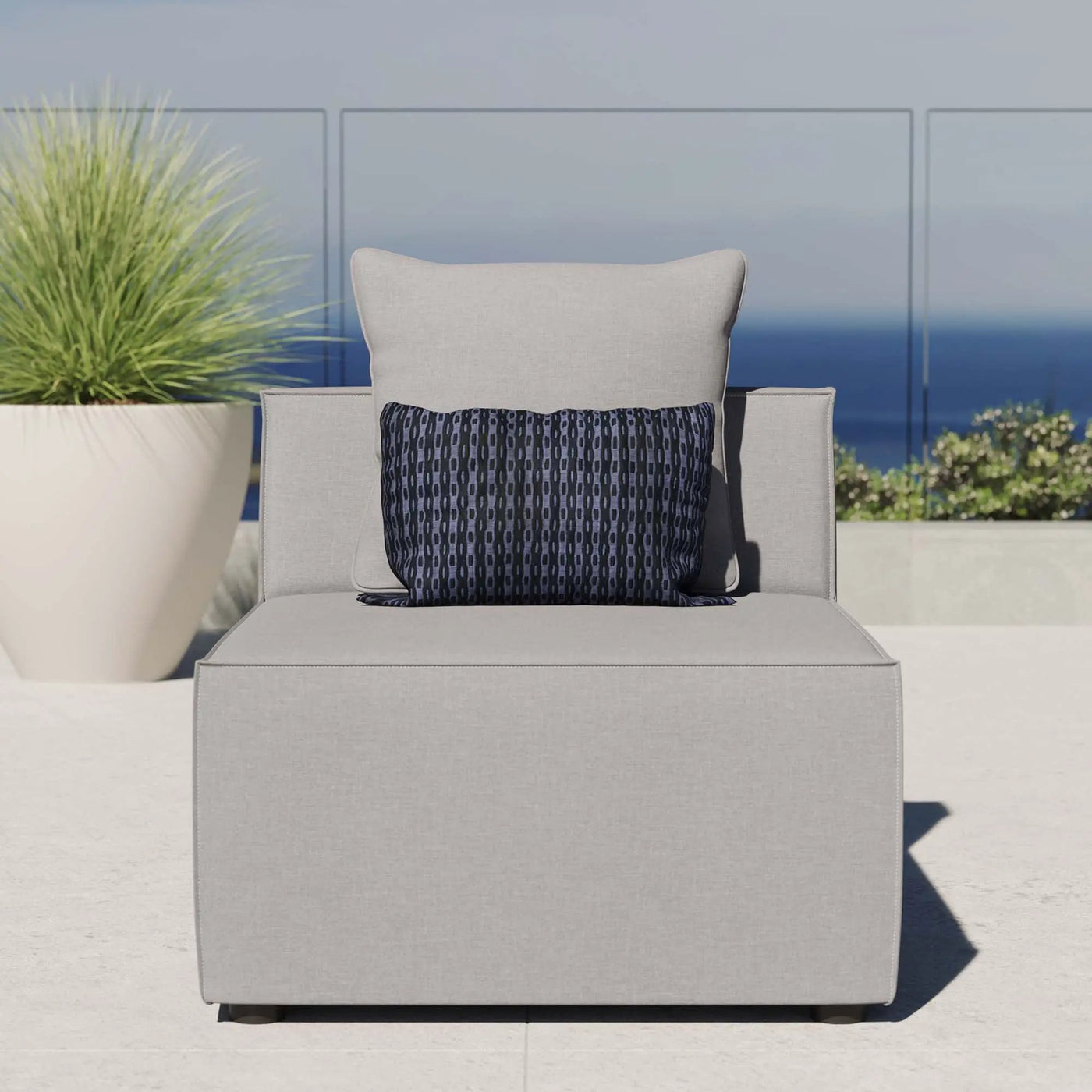 Saybrook Outdoor Patio Upholstered Sectional Sofa Armless Chair by HouseOfZazla