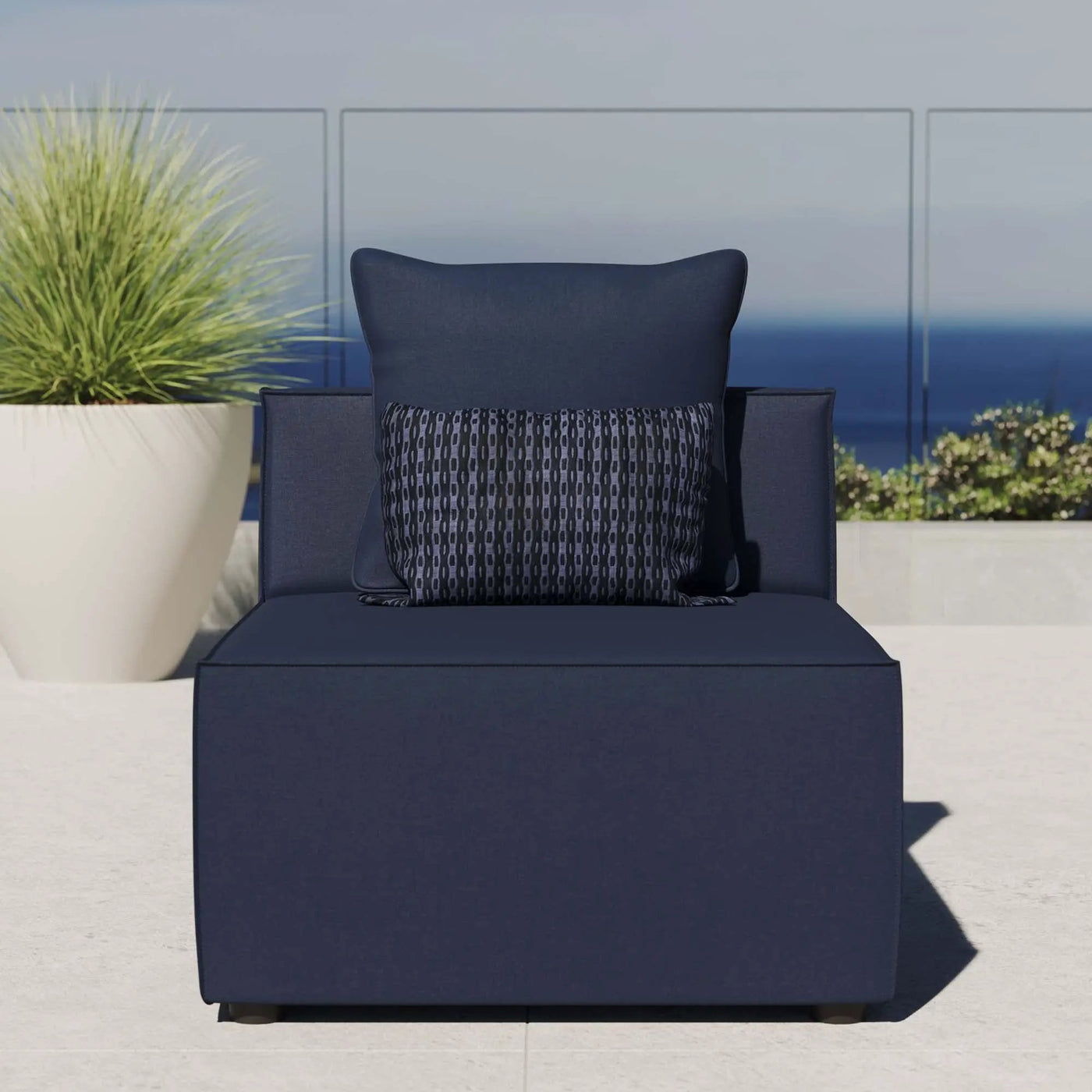 Saybrook Outdoor Patio Upholstered Sectional Sofa Armless Chair by HouseOfZazla