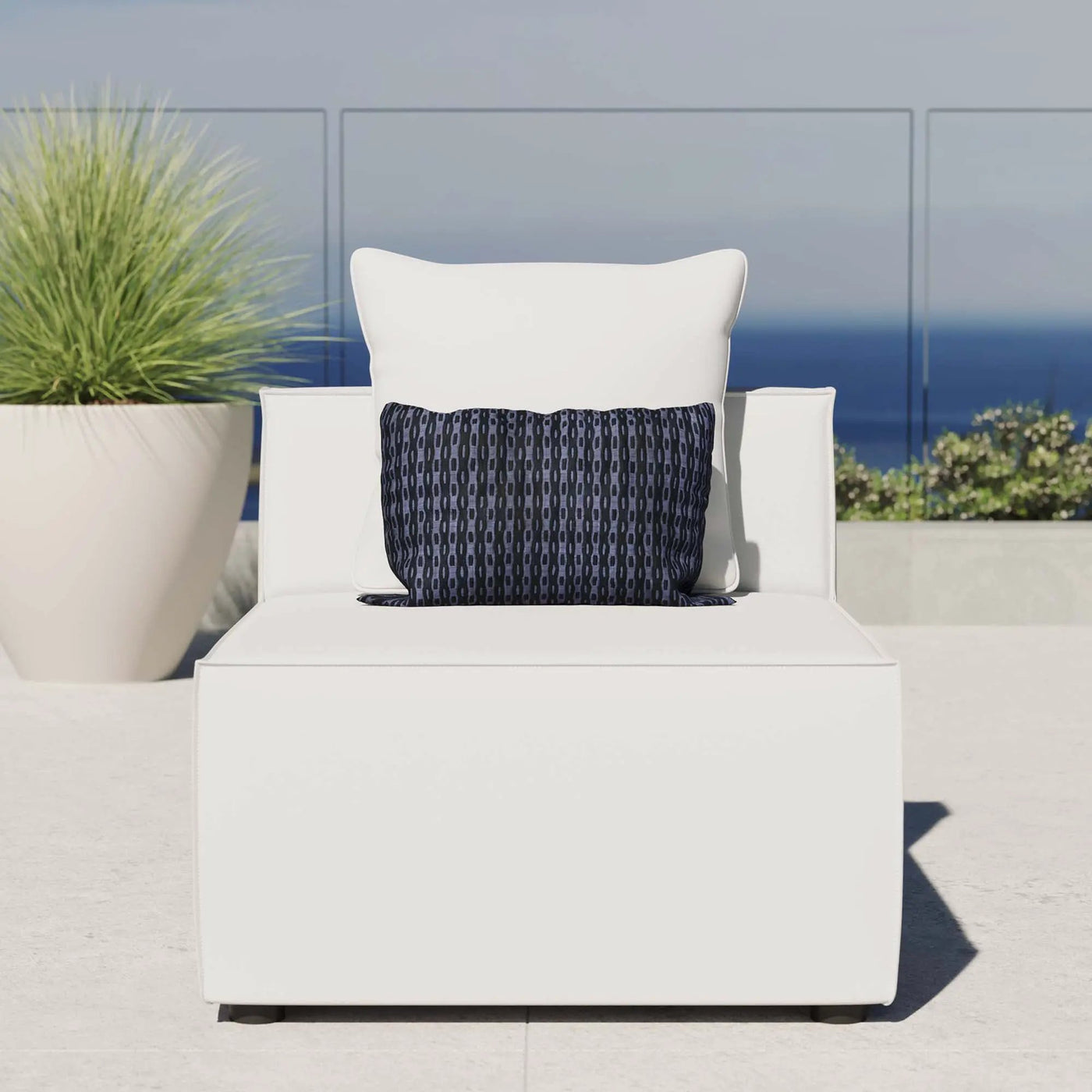 Saybrook Outdoor Patio Upholstered Sectional Sofa Armless Chair by HouseOfZazla