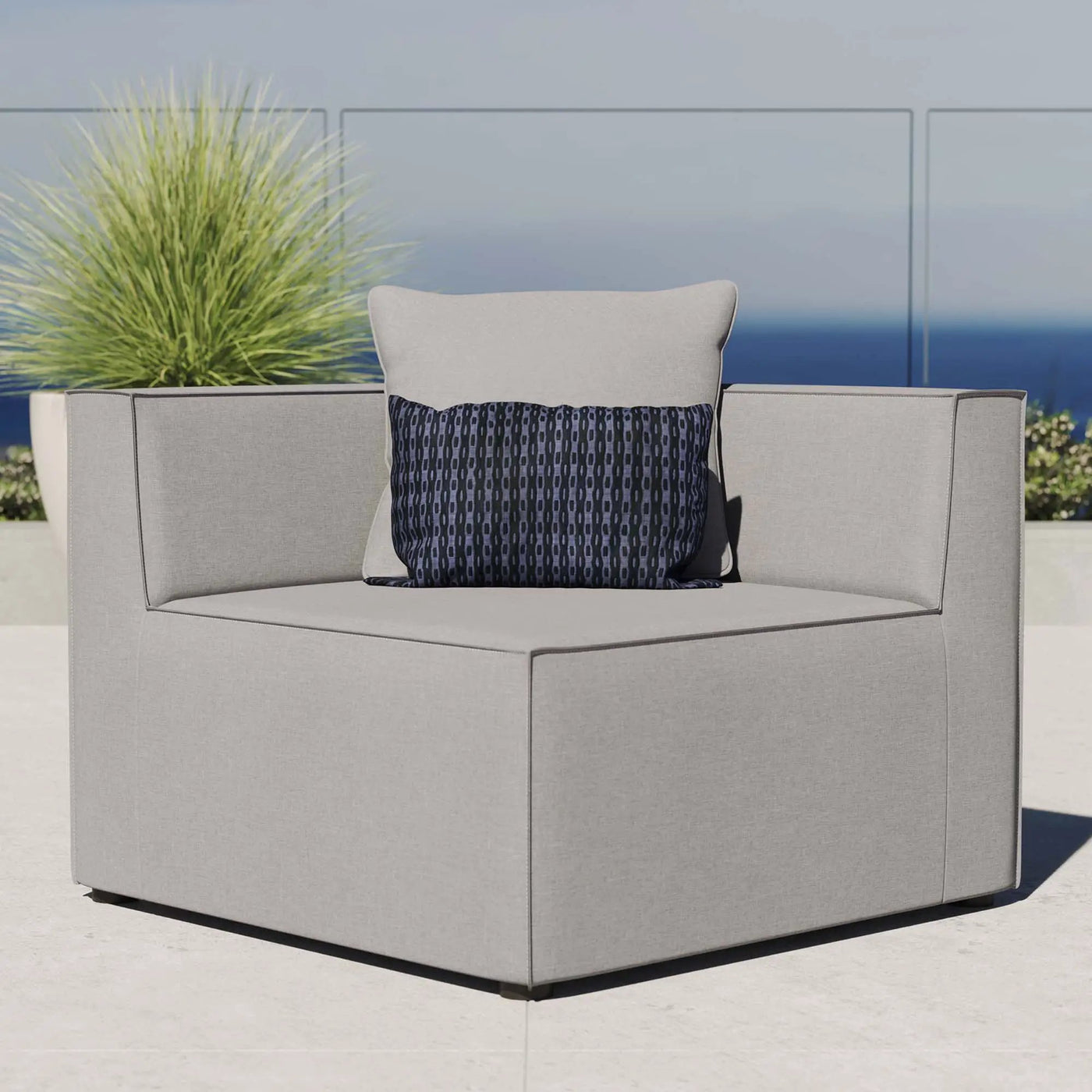 Saybrook Outdoor Patio Upholstered Sectional Sofa Corner Chair by HouseOfZazla