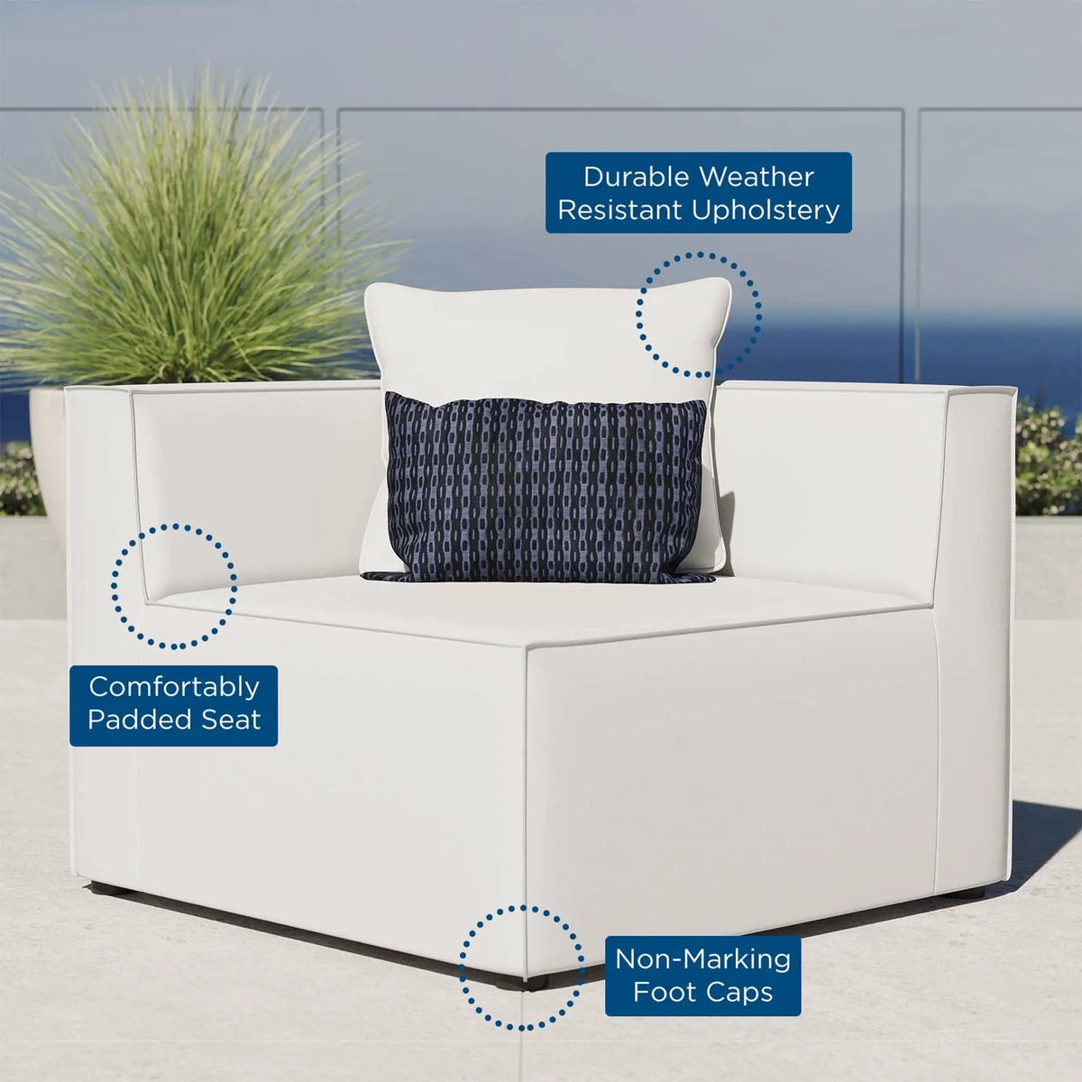 Saybrook Outdoor Patio Upholstered Sectional Sofa Corner Chair by HouseOfZazla